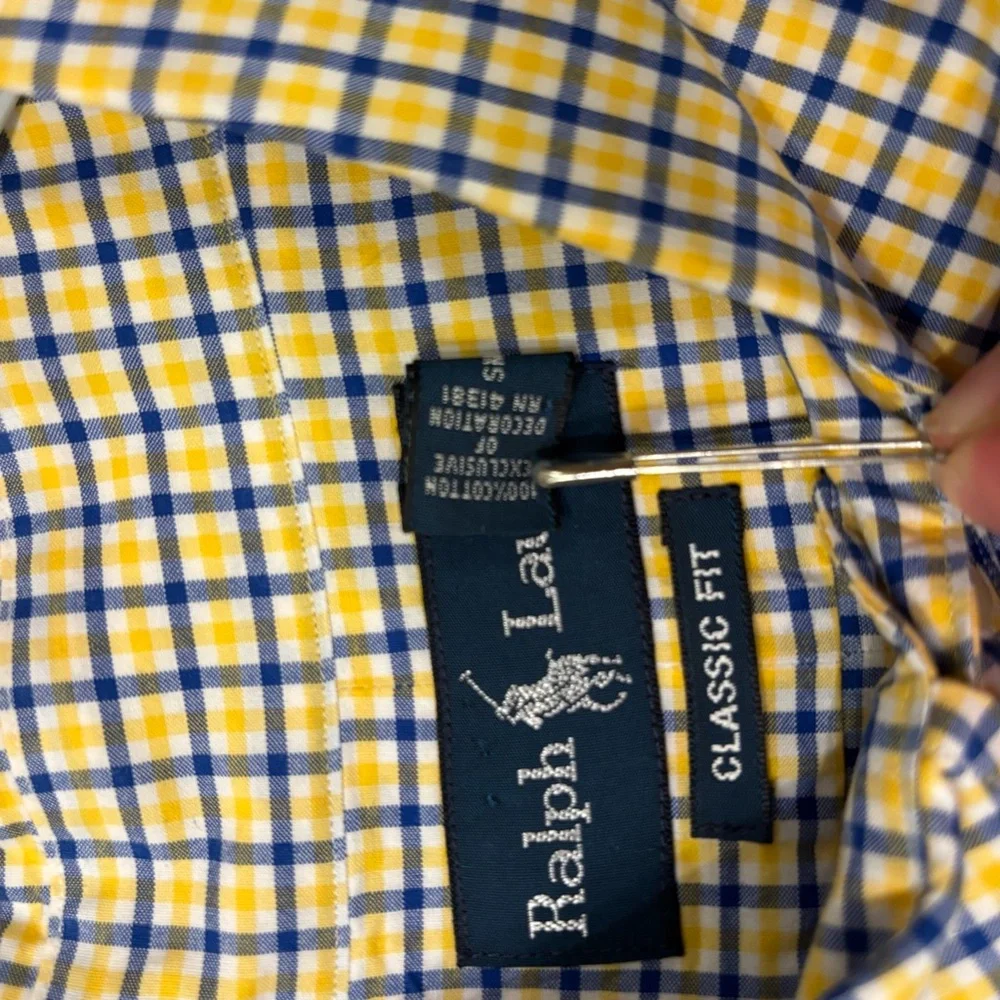 Ralph Lauren Yellow and Blue Casual Button Down Shirt Short Sleeves - Picture 4 of 7